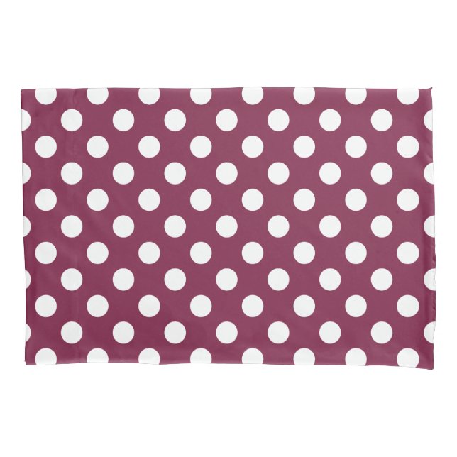 Funda De Cojín Pos de polka blanco sobre burdeos (Anverso)