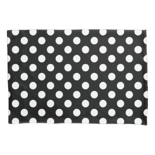 Funda De Cojín Pos de polka blanco sobre negro
