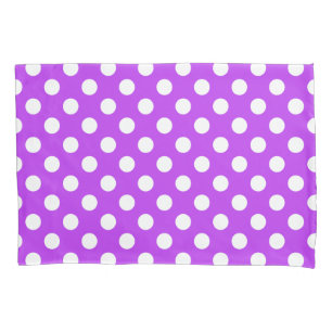 Funda De Cojín Pos de polka blanco sobre púrpura brillante