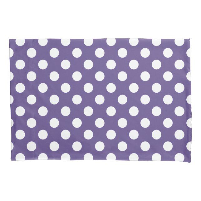 Funda De Cojín Pos de polka blanco sobre ultravioleta (Anverso)