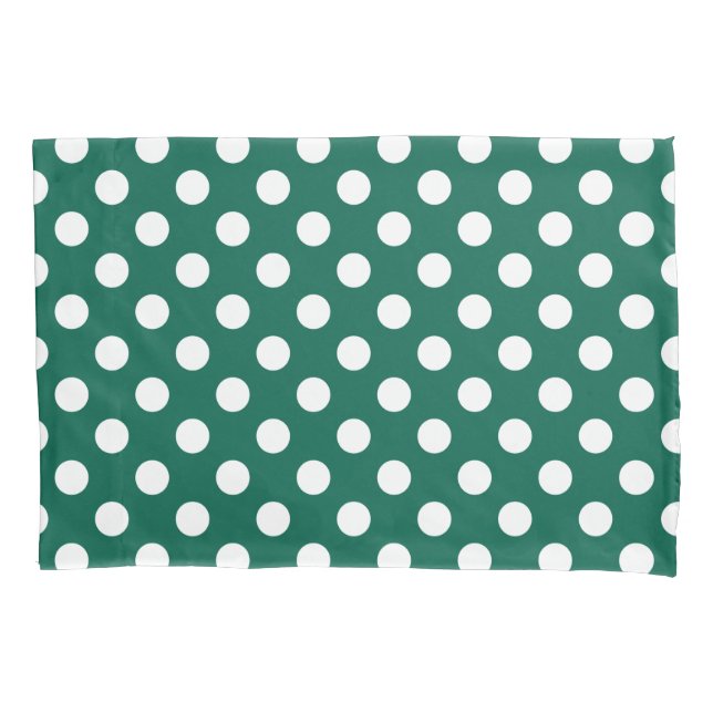 Funda De Cojín Pos de polka blanco sobre verde sabio (Anverso)