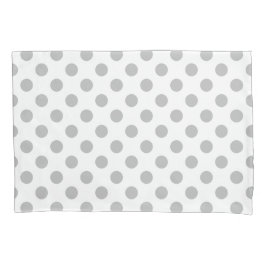 Funda De Cojín Pos de polka gris sobre blanco
