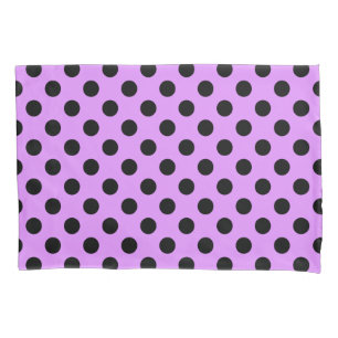 Funda De Cojín Pos de polka negra en lila