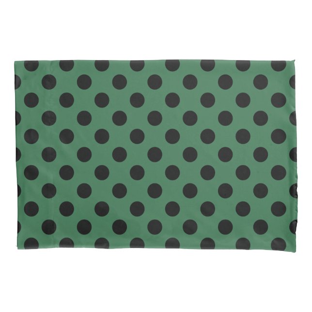 Funda De Cojín Pos de polka negra en verde gelatina (Anverso)