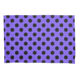 Funda De Cojín Pos de polka negro en periwinkle