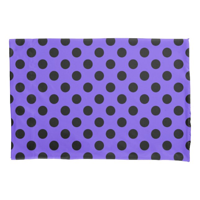 Funda De Cojín Pos de polka negro en periwinkle (Anverso)