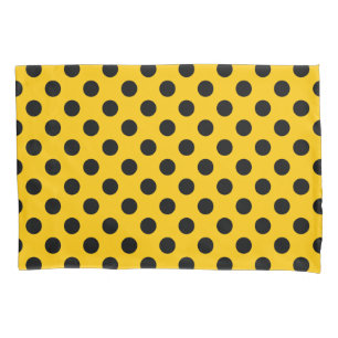 Funda De Cojín Pos de polka negro sobre amarillo