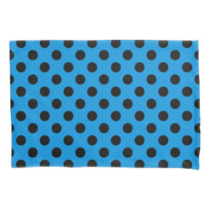 Funda De Cojín Pos de polka negro sobre azul cielo