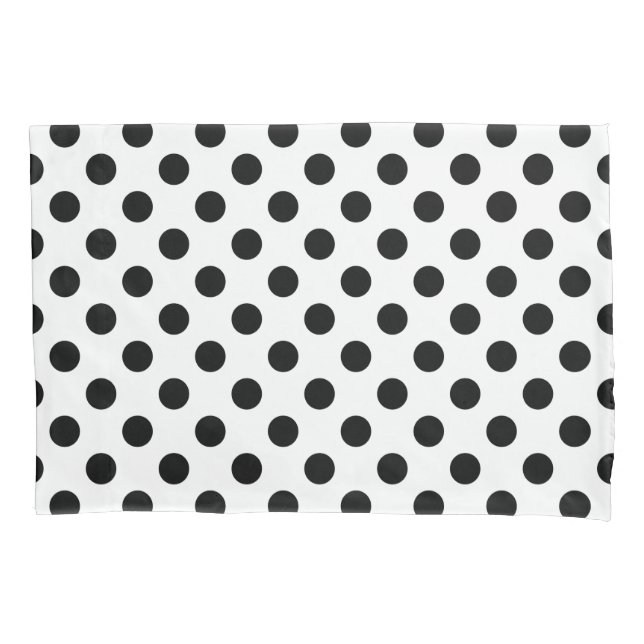 Funda De Cojín Pos de polka negro sobre blanco (Anverso)