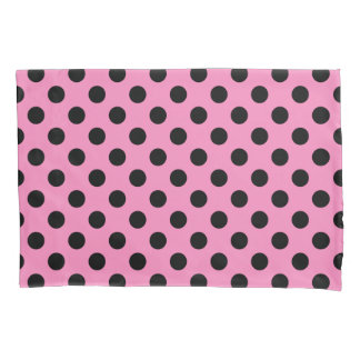Funda De Cojín Pos de polka negro sobre rosa