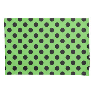 Funda De Cojín Pos de polka negro sobre verde lima