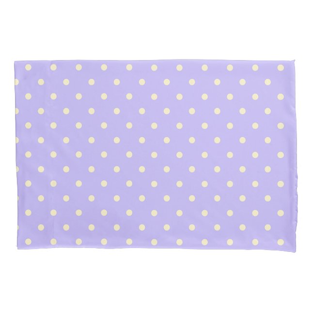 Funda De Cojín Pos y puntos de polka lavanda y amarillo  (Anverso)