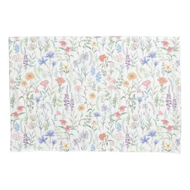 Funda De Cojín Pradera de flores silvestres coquetas (Anverso)