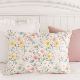 Funda De Cojín Prado Primaveral Floral Rosa Amarillo