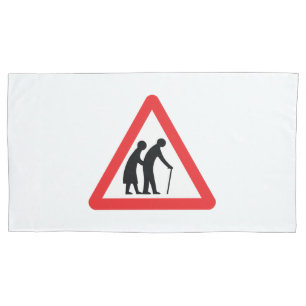 Funda De Cojín PRECAUCIÓN Personas de edad avanzada - Rótulo de t