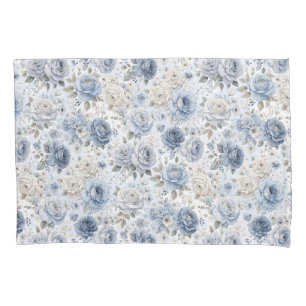 Funda De Cojín Preciosa Rosa Azul Floral Acuarela 