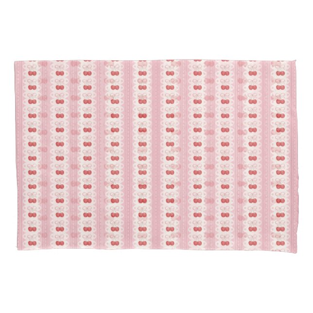 Funda De Cojín Preppy Cherry Stripes - Pink and Off White (Anverso)