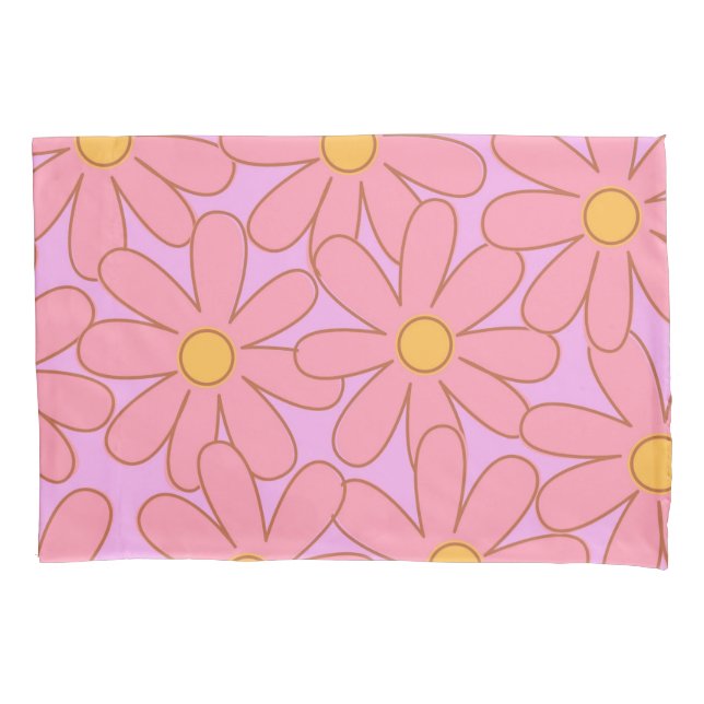 Funda De Cojín Preppy Hippie Pink Purple Flower Pattern (Anverso)