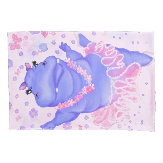 Funda De Cojín Prima Ballerina Hippo - Añadir su nombre / texto (Anverso)
