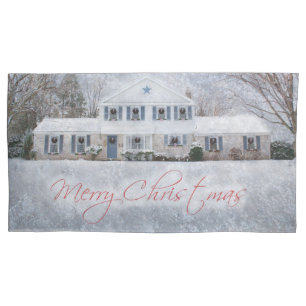 Funda De Cojín Primitive Winter Snow Country Rustic Open House