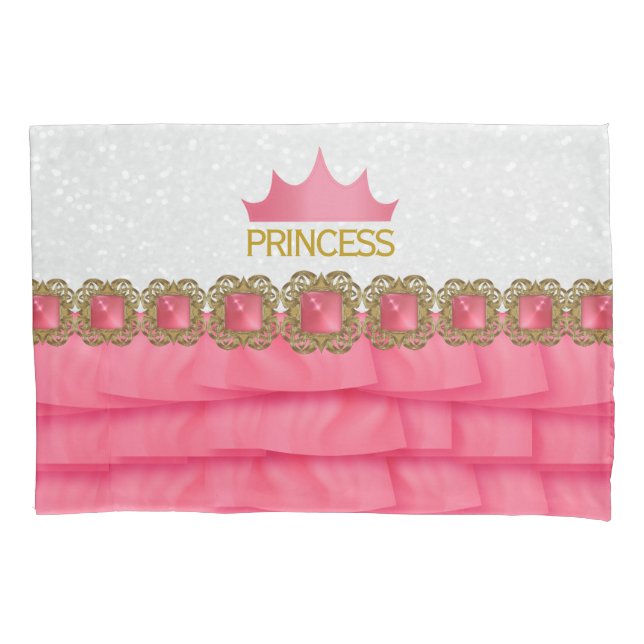Funda De Cojín Princesa Rosa Corona con imprenta esférica (Anverso)