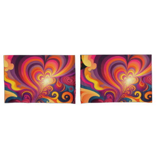 Funda De Cojín Psicodelia Surreal Swirl Heart Pattern