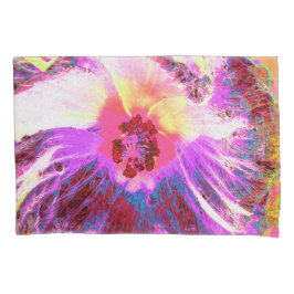 Funda De Cojín Psicodélico Trippy Colores Arcoiris Hibiscus Flor