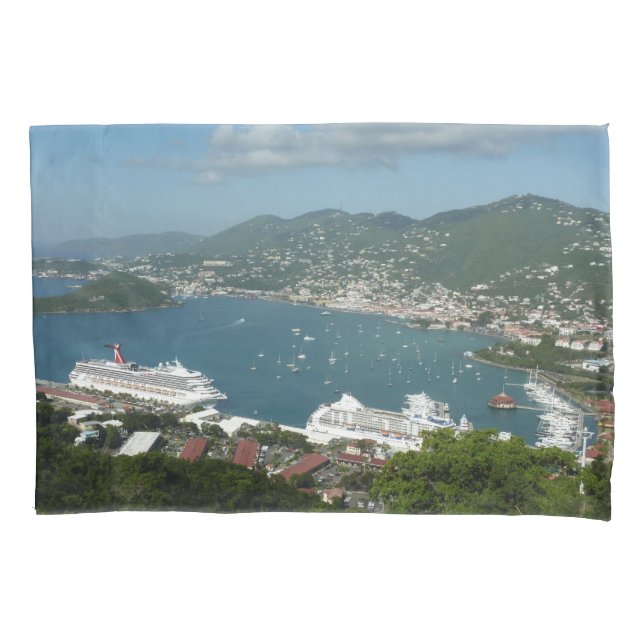 Funda De Cojín Puerto de St. Thomas Islas Vírgenes Estadounidense (Anverso)