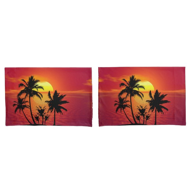 Funda De Cojín Puesta del sol tropical (Anverso - Set)