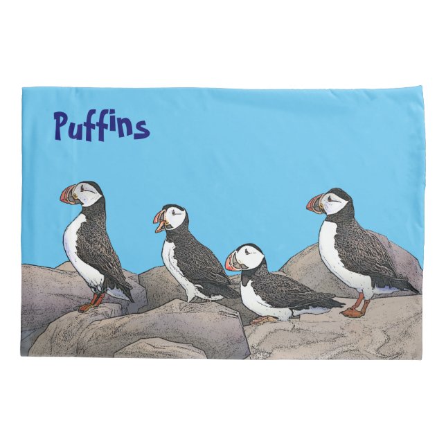 Funda De Cojín Puffins atlánticos (Reverso)
