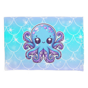 Funda De Cojín Pulpo azul lindo