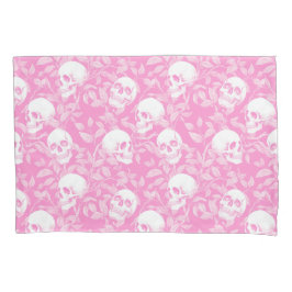 Funda De Cojín Punk femenino gótico calaveras rosas y follaje Hal