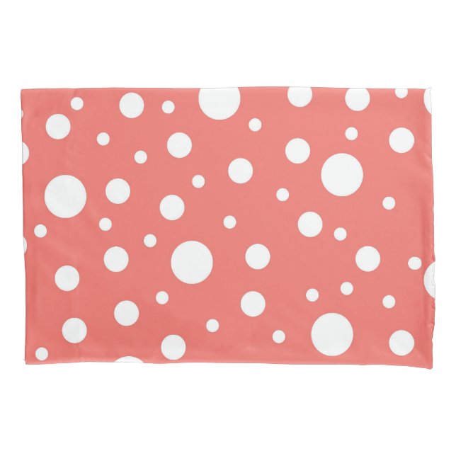 Funda De Cojín Punto de coral polka (Anverso)