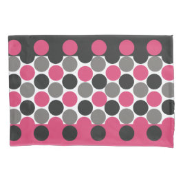 Funda De Cojín Punto de Polika rosa y gris