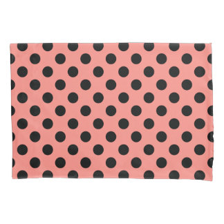 Funda De Cojín Punto de polka negro sobre melocotón