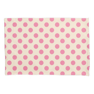 Funda De Cojín Punto de polka rosa sobre crema