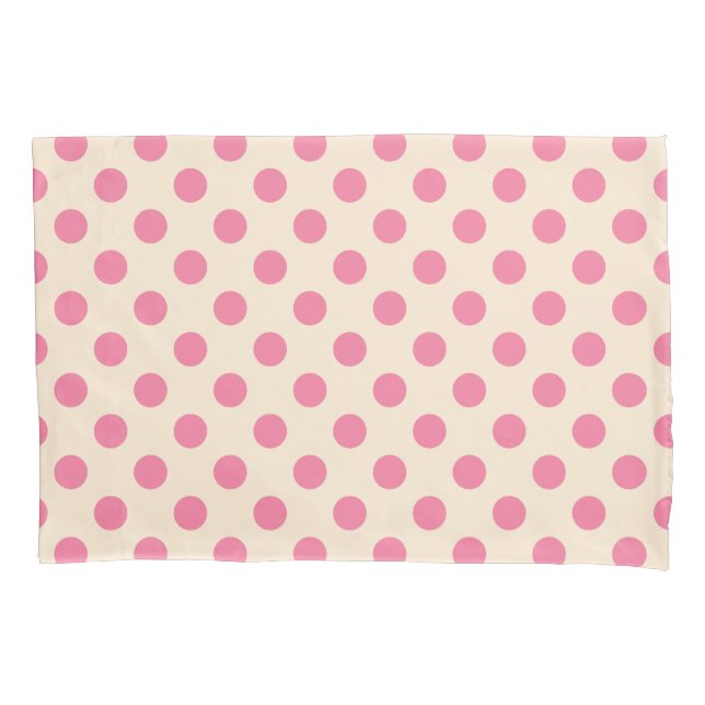 Funda De Cojín Punto de polka rosa sobre crema (Anverso)