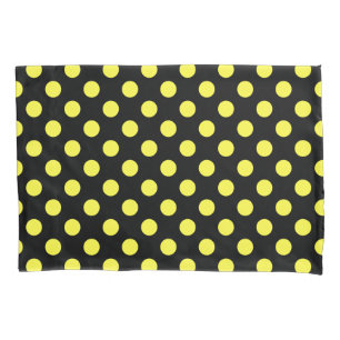 Funda De Cojín Puntos de polka amarillos sobre fondo negro