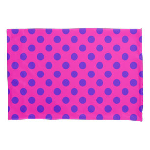 Funda De Cojín Puntos de polka azul en fuchsia
