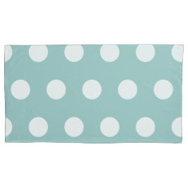 Funda De Cojín Puntos de Polka Blanco Geométrico Azul Eggshell