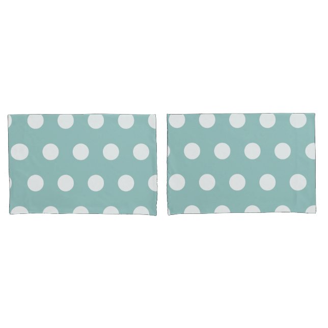 Funda De Cojín Puntos de Polka Blanco Geométrico Azul Eggshell    (Anverso - Set)