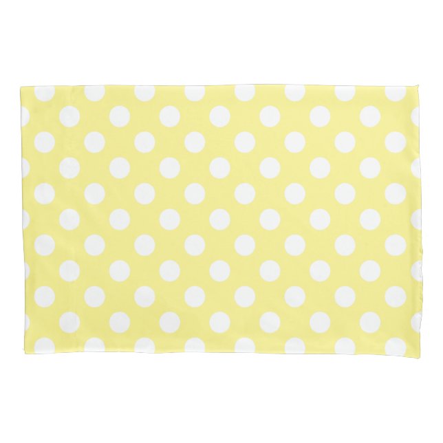 Funda De Cojín Puntos de polka blanco sobre amarillo limón (Anverso)