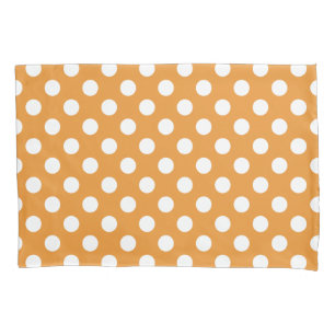 Funda De Cojín Puntos de polka blanco sobre ámbar