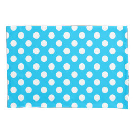 Funda De Cojín Puntos de polka blanco sobre azul eléctrico