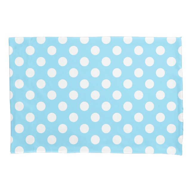 Funda De Cojín Puntos de polka blanco sobre azul pálido (Anverso)