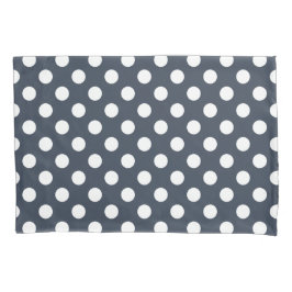 Funda De Cojín Puntos de polka blanco sobre gris azul
