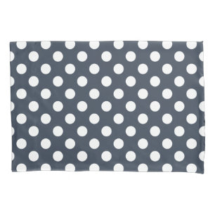 Funda De Cojín Puntos de polka blanco sobre gris azul