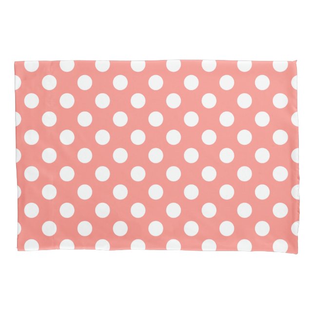 Funda De Cojín Puntos de polka blanco sobre melocotón (Anverso)