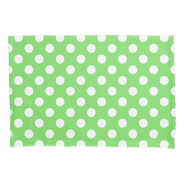 Funda De Cojín Puntos de polka blanco sobre verde manzana (Anverso)