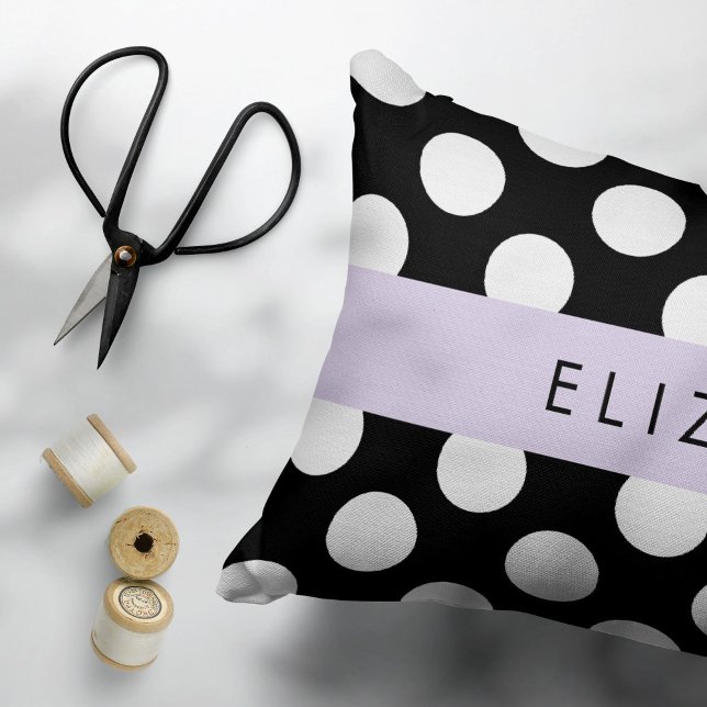 Funda De Cojín Puntos de Polka blancos y negros, punteados, tu no (Subido por el creador)